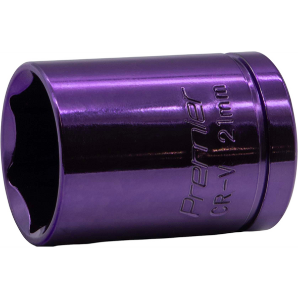 Sealey 1/2"Dr Coloured Socket 21mm (Light Purple)