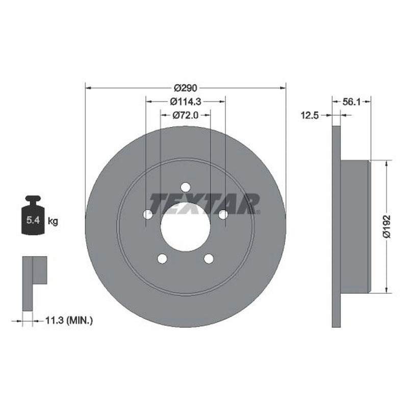 Textar 2 x Solid Rear Brake Discs 92108400