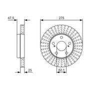 Bosch 2 x Vented Brake Discs 0 986 479 U79