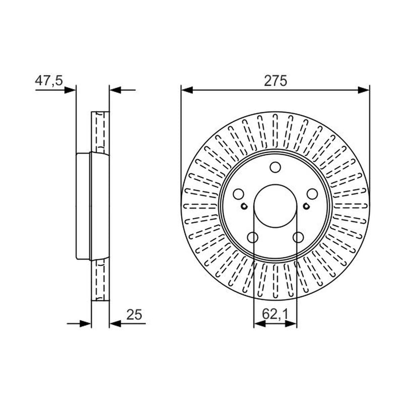 Bosch 2 x Vented Brake Discs 0 986 479 U79