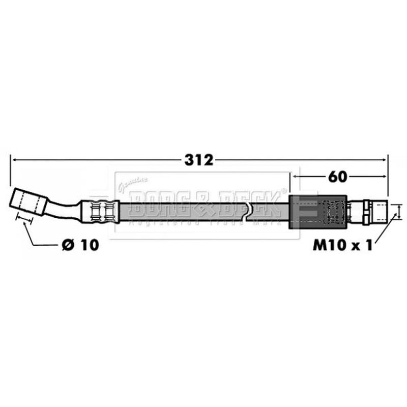 Borg & Beck Brake Hydraulic Hose Line Front Left BBH6747