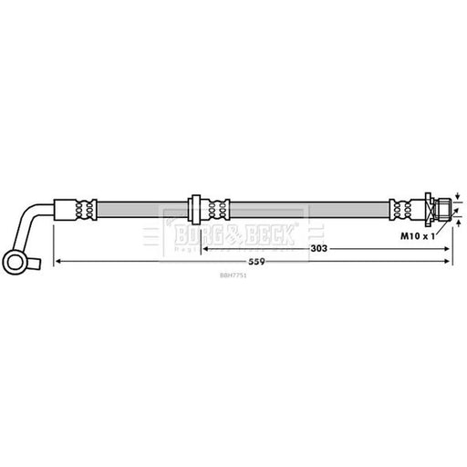 Borg & Beck Brake Hydraulic Hose Line Front Left BBH7751