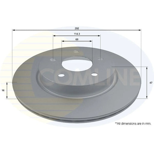 Comline 2 x Internally Vented Rear Brake Discs ADC0297V