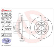 Brembo 2 x Solid Rear Brake Discs 08.8843.21