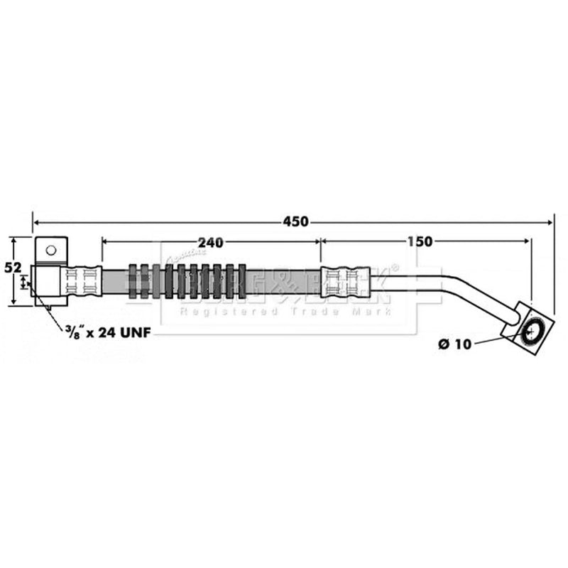 Borg & Beck Brake Hydraulic Hose Line Front Left BBH7411
