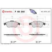 Brembo 4 x Front Brake Pad Set P68050