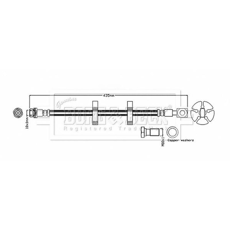 Borg & Beck Brake Hydraulic Hose Line Rear Left BBH8828