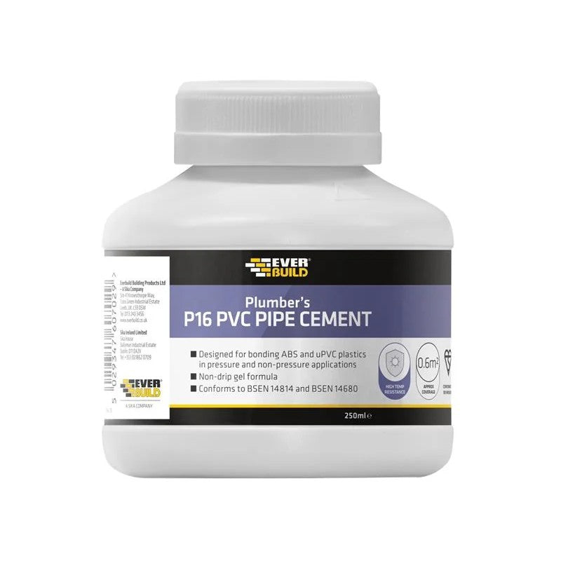 Everbuild Sika P16 Plumber's PVC Pipe Cement 250ml - 488408