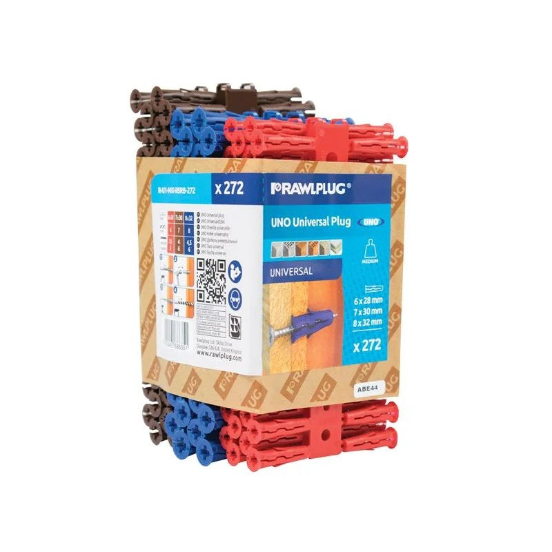 Rawlplug Mixed UNO® Plugs (Pack 272) - R-U1-MIX-RBRB-272