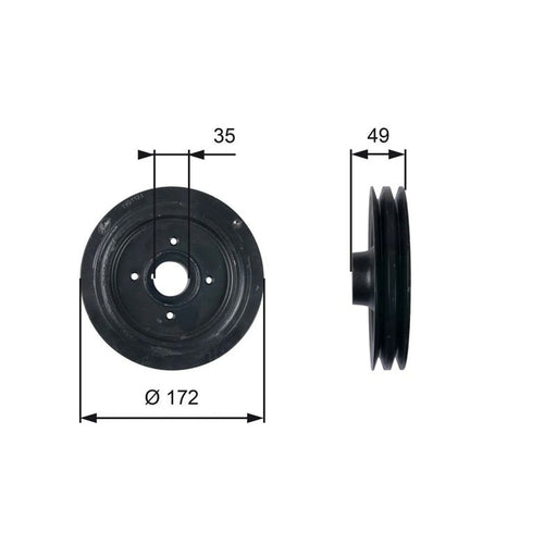 Gates Crank Shaft Belt Pulley TVD1123