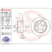 Brembo 2 x Solid Rear Brake Discs 08.8302.11