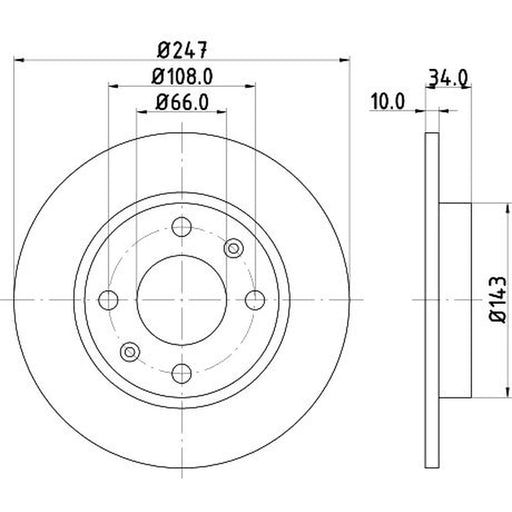 DON 2 x Solid Front Brake Discs PCD11412