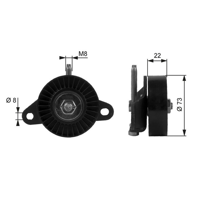 Gates V-Ribbed Belt Tensioner Pulley 73mm OD Wide T38056