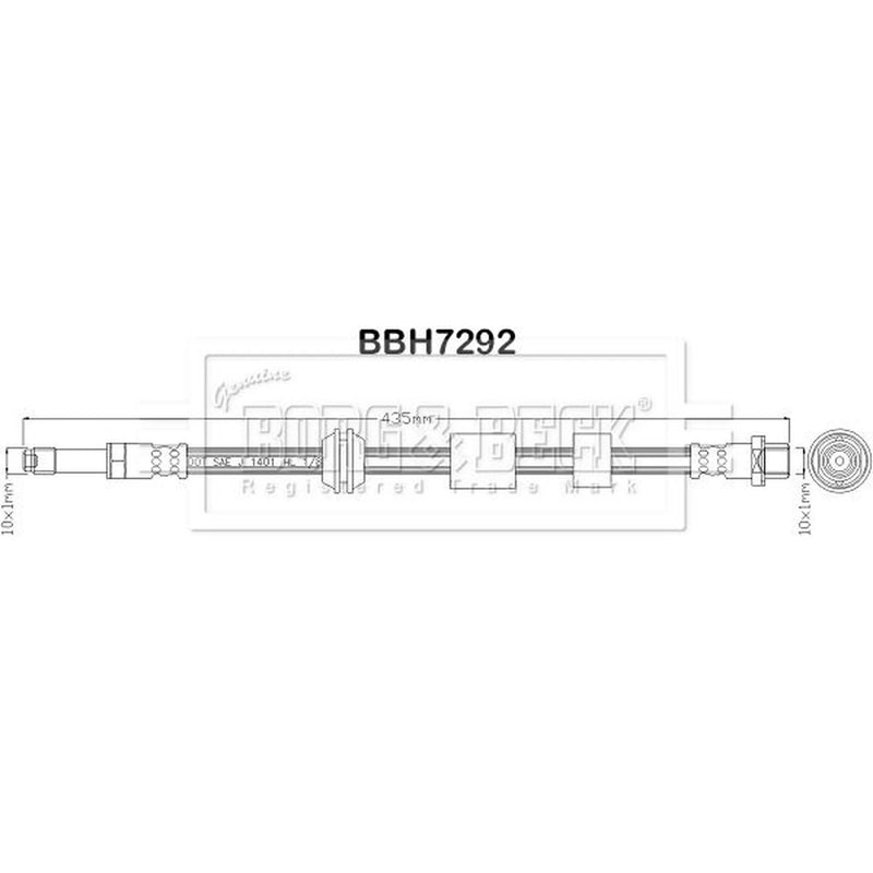Borg & Beck Brake Hydraulic Hose Line Front Left BBH7292