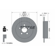 Textar 2 x Solid Rear Brake Discs 92108600