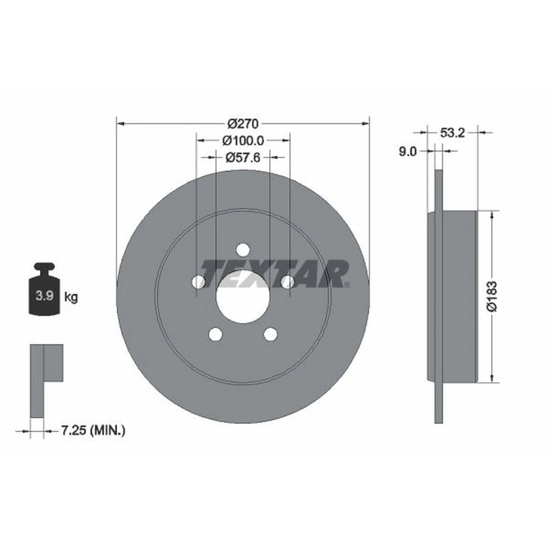 Textar 2 x Solid Rear Brake Discs 92108600
