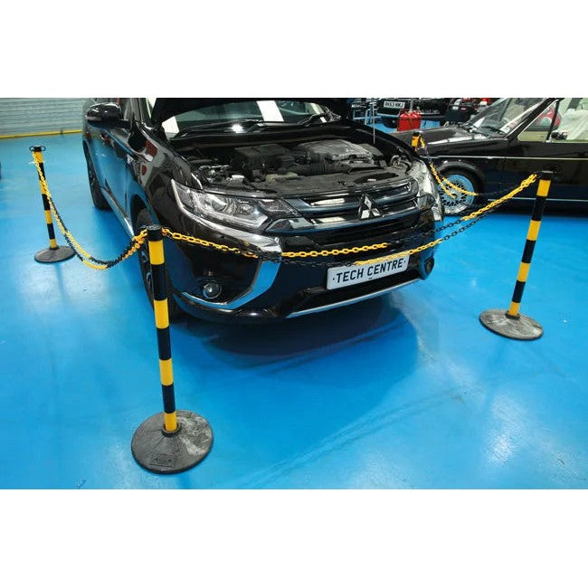 Laser Tools Set of 4 Posts & Bases with Chain (Black/Yellow) - PL