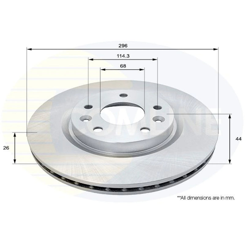 Comline 2 x Internally Vented Front Brake Discs ADC0295V