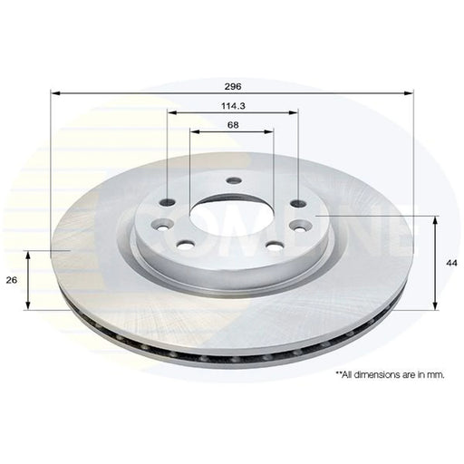 Comline 2 x Internally Vented Front Brake Discs ADC0295V