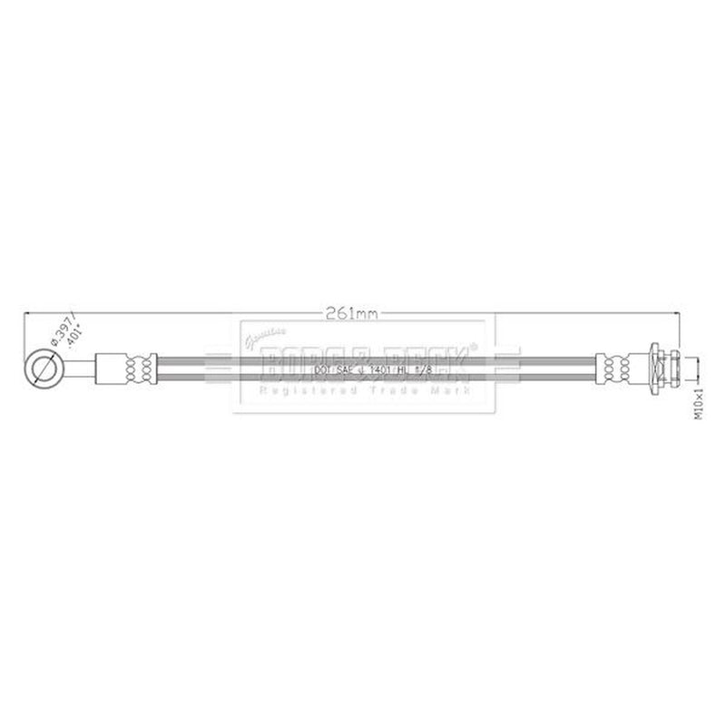 Borg & Beck Brake Hydraulic Hose Line Rear Left BBH8936