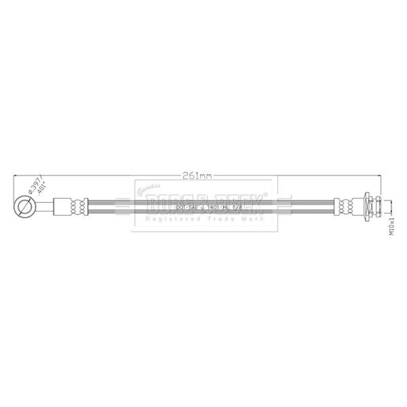 Borg & Beck Brake Hydraulic Hose Line Rear Left BBH8936