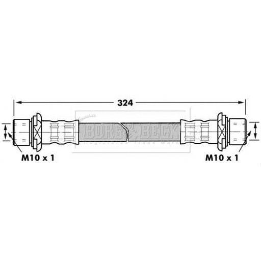 Borg & Beck Brake Hydraulic Hose Line Rear Left BBH7243