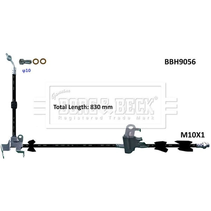 Borg & Beck Brake Hydraulic Hose Line Front Left BBH9056