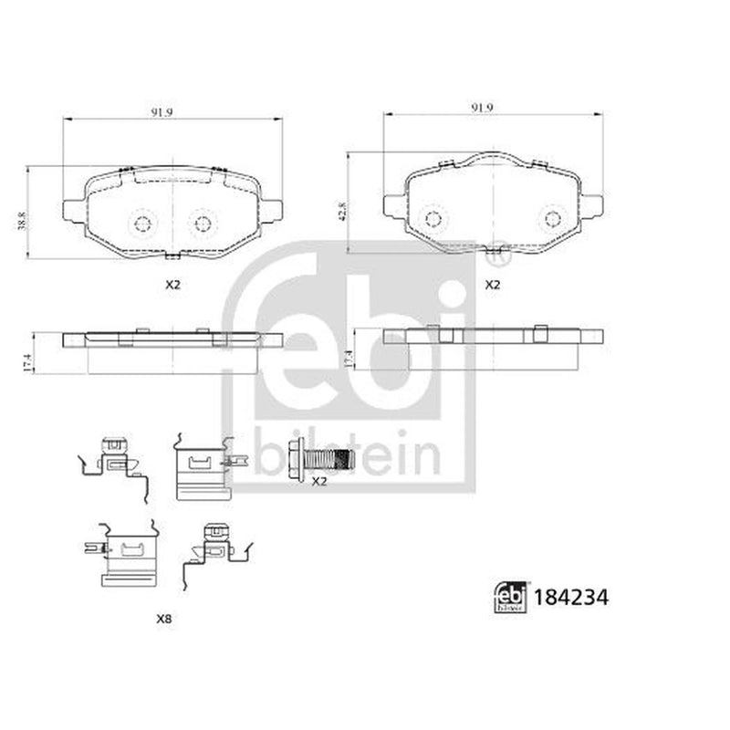 Febi Rear Brake Pad Set 184234