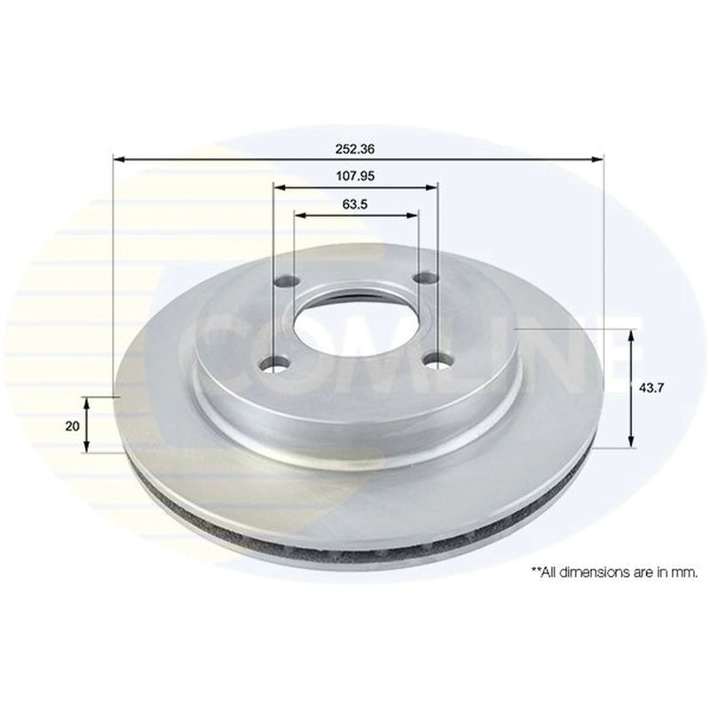 Comline 2 x Internally Vented Rear Brake Discs ADC1217V