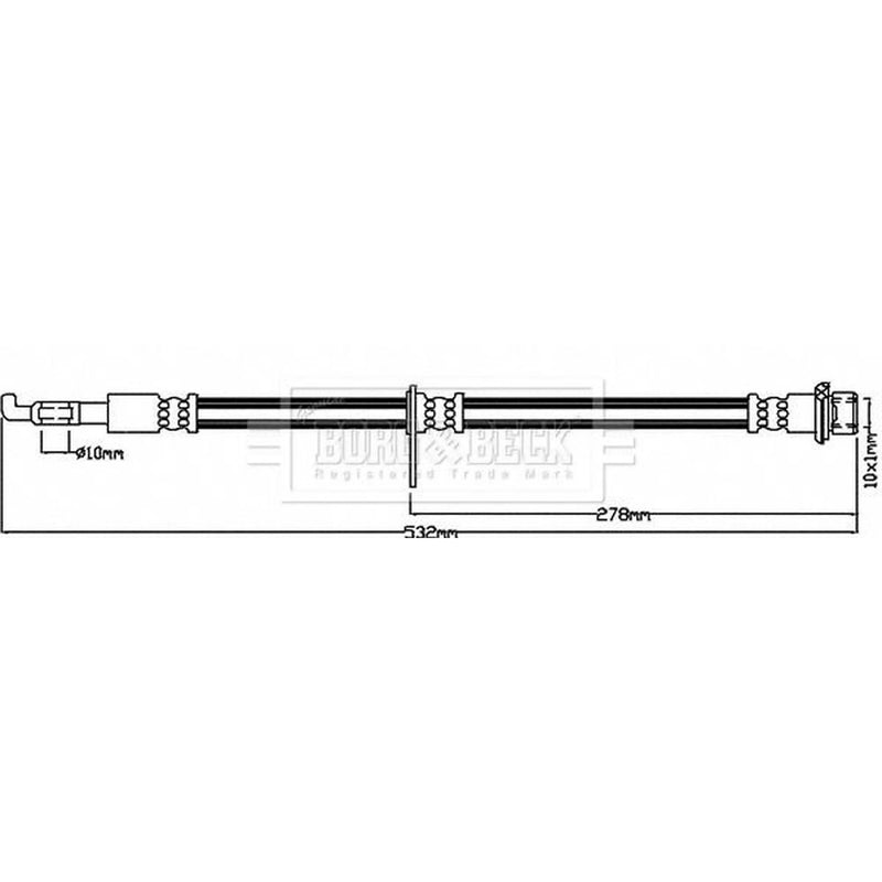 Borg & Beck Brake Hydraulic Hose Line Front Right BBH8432