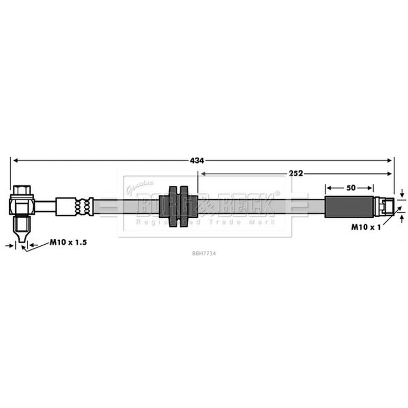 Borg & Beck Brake Hydraulic Hose Line Front Left BBH7734