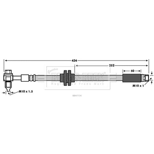 Borg & Beck Brake Hydraulic Hose Line Front Left BBH7734