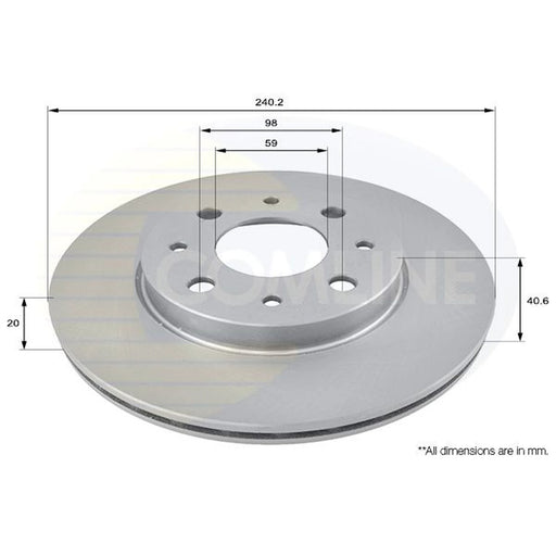 Comline 2 x Internally Vented Front Brake Discs ADC1821V