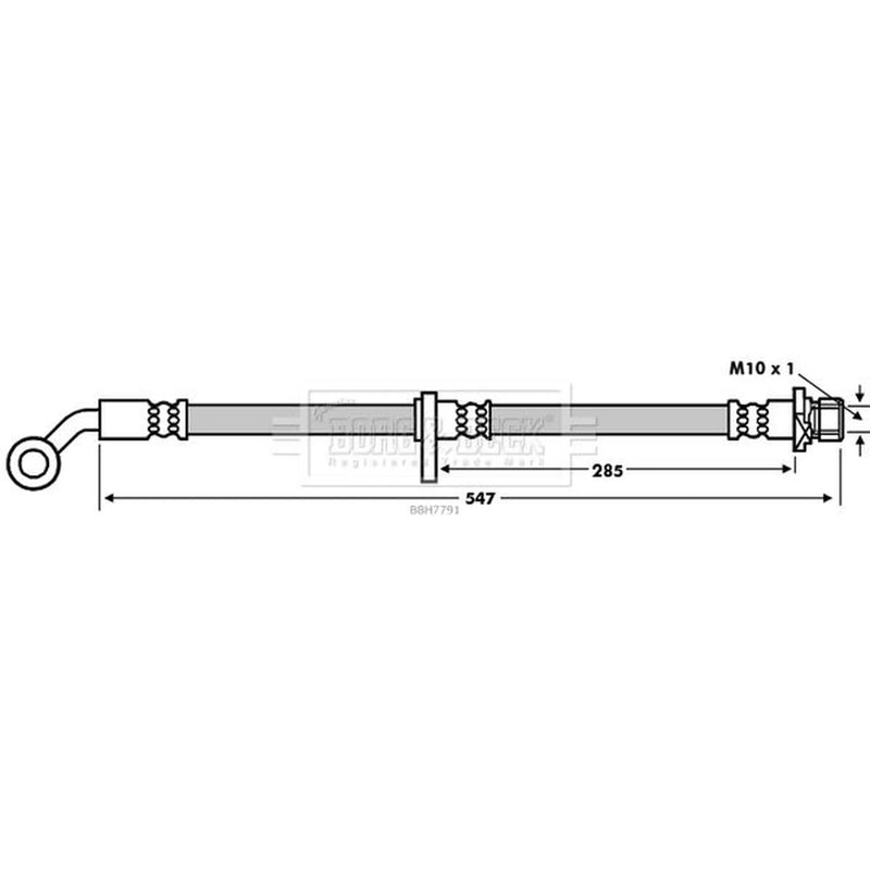 Borg & Beck Brake Hydraulic Hose Line Front Left BBH7791