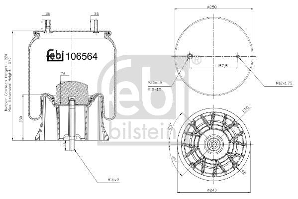 Febi Air Suspension Bellow 240mm