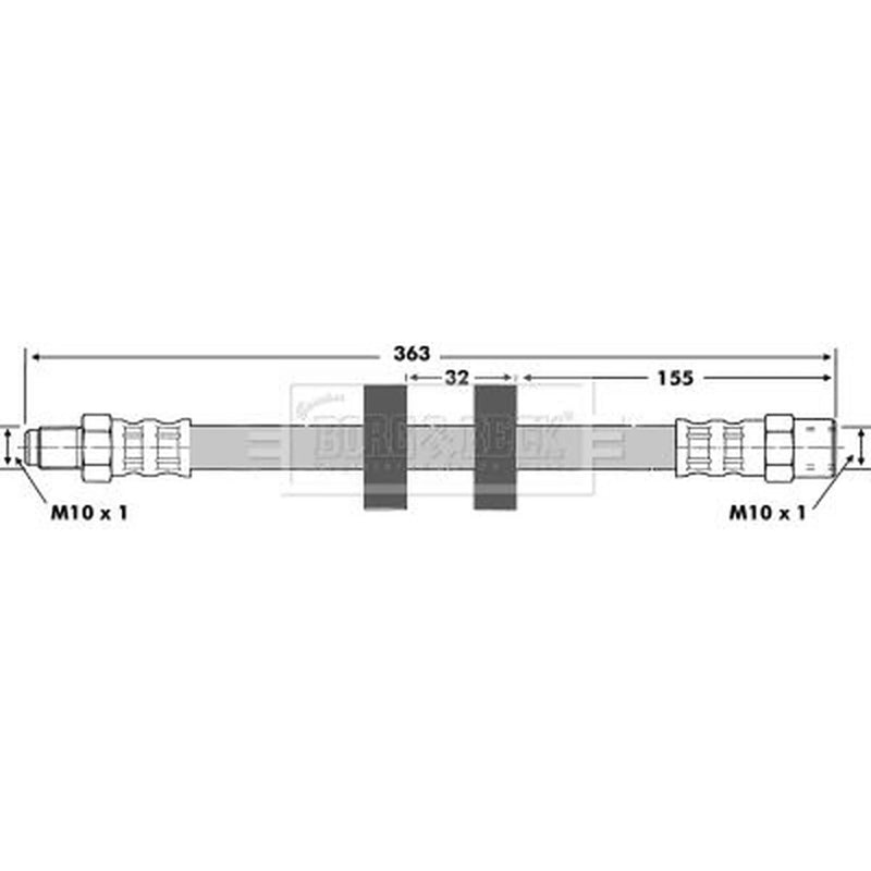 Borg & Beck Brake Hydraulic Hose Line Front Left BBH6870