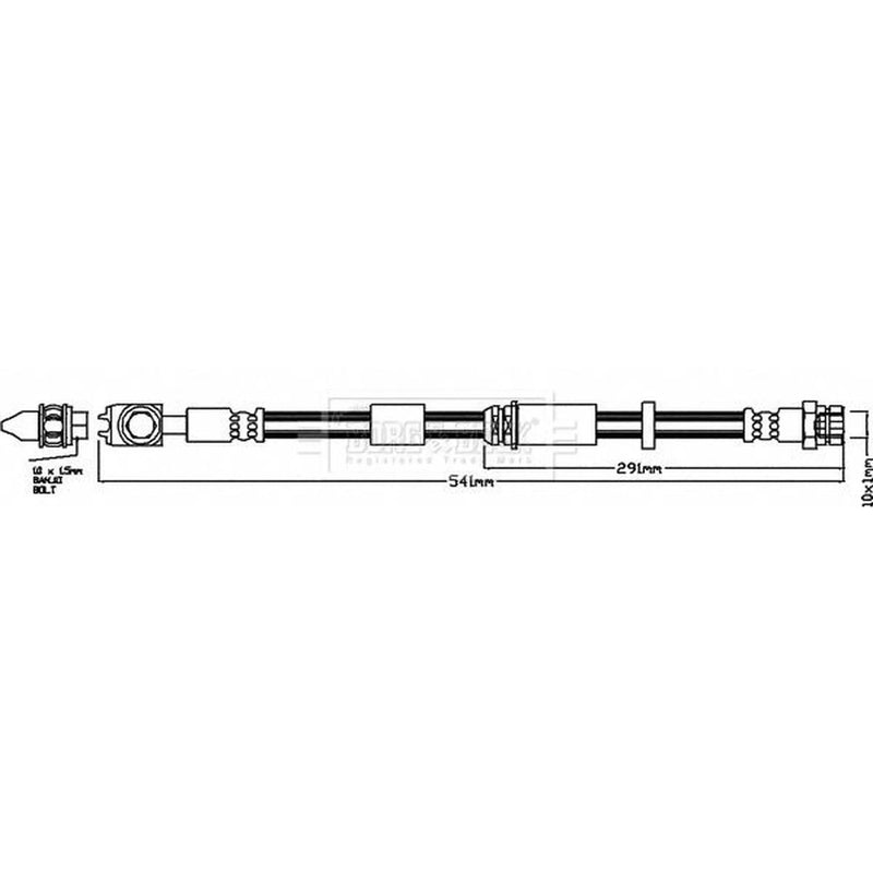 Borg & Beck Brake Hydraulic Hose Line Front Left BBH7957