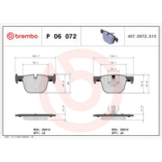 Brembo 4 x Rear Brake Pad Set P06072