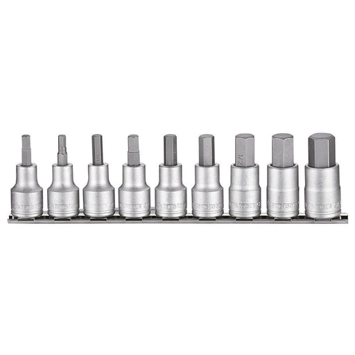 Teng Tools Clip Rail Set 9 Hex Bit Sockets 1/2" Drive