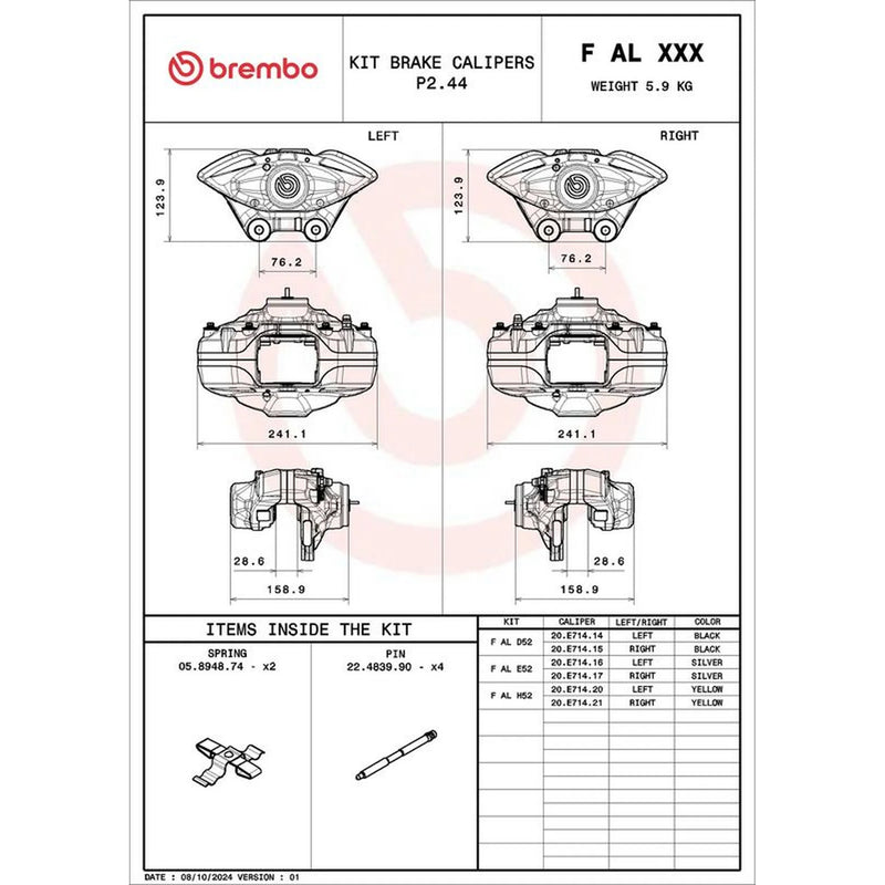 Brembo 2 x Brake Caliper Assembly Rear FALE52