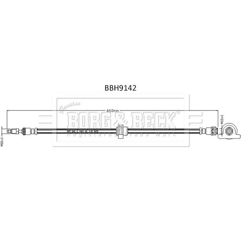 Borg & Beck Brake Hydraulic Hose Line Front Left BBH9142