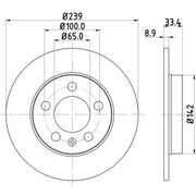 DON 2 x Solid Rear Brake Discs PCD11712