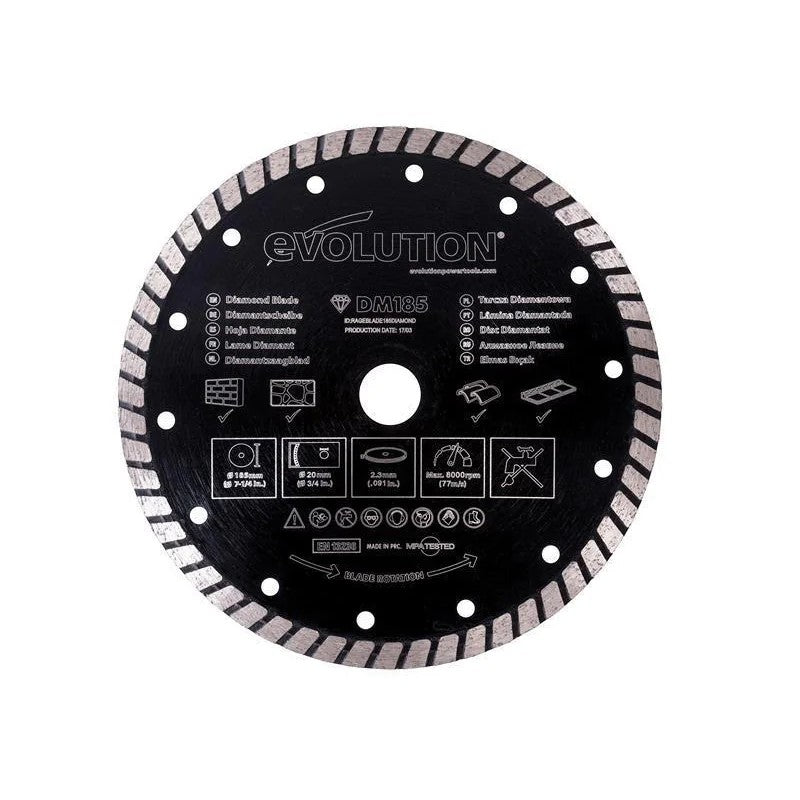 Evolution Diamond Blade, Segmented Rim 185 x 20mm - RAGEBLADE185DIAMOND