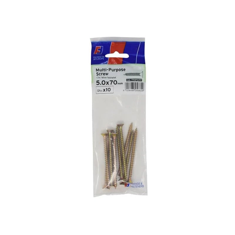 ForgeFix Multi-Purpose Pozi Screw CSK ST ZYP 5.0 x ForgePack 10 30-100mm