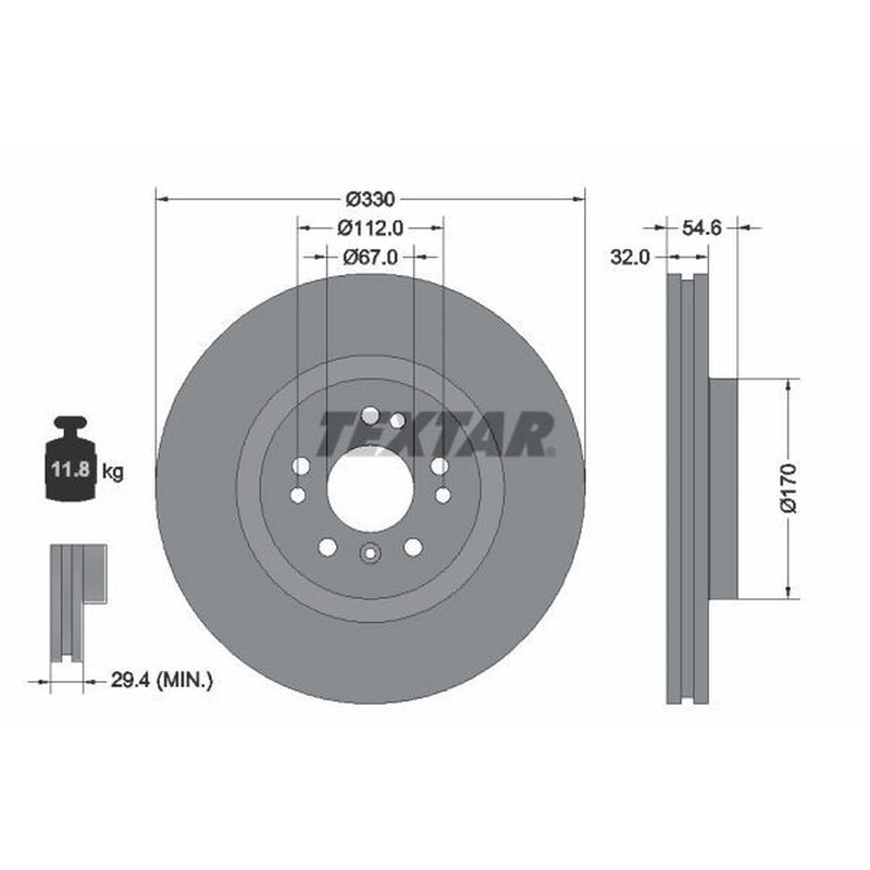 Textar 2 x Vented Front Brake Discs 92150605