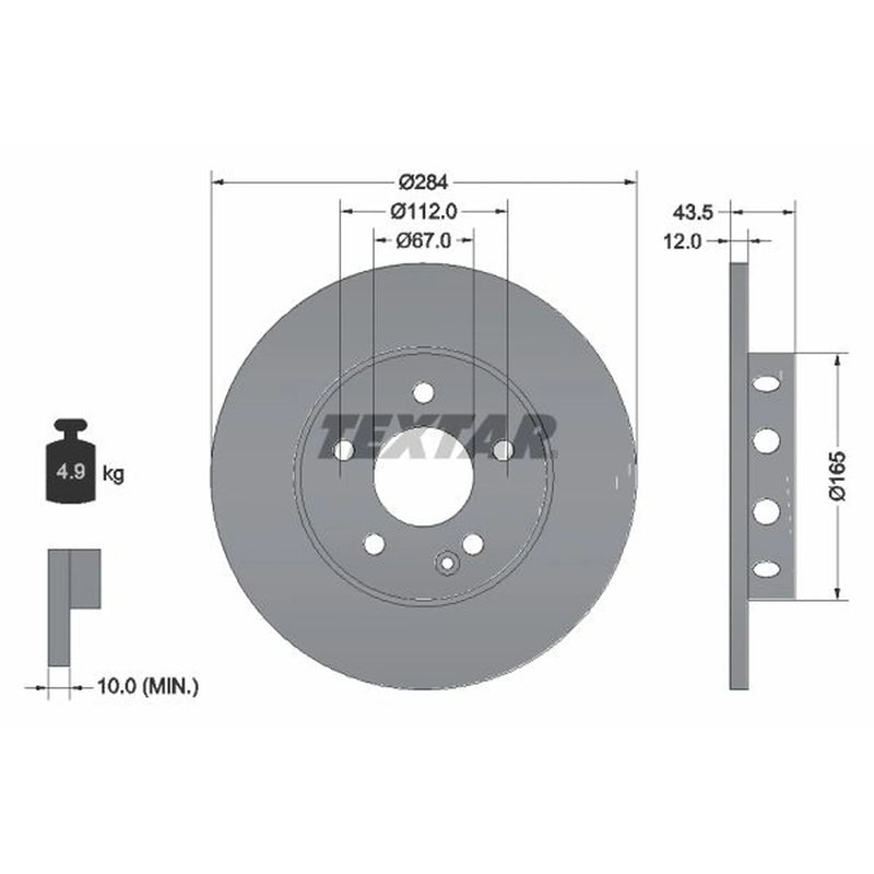 Textar 2 x Solid Front Brake Discs 92059303