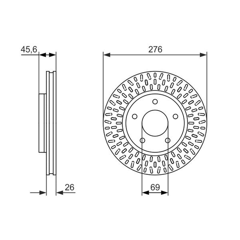 Bosch 2 x Front Brake Discs 0 986 479 783