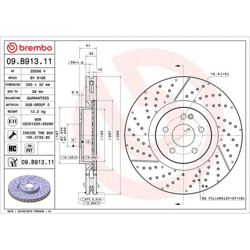 Brembo 2 x / Front Brake Discs 09.B913.11