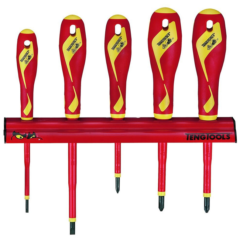 Teng Tools Insulated Screwdriver Set 5 Pieces Wall Rack