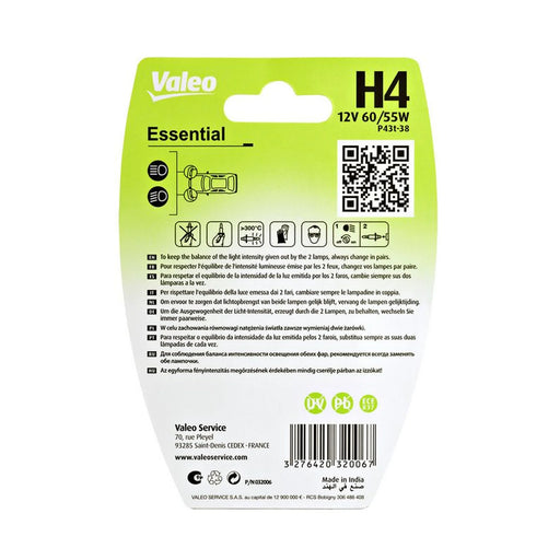 Valeo H4 Bulb Blister Essential 032006 032006